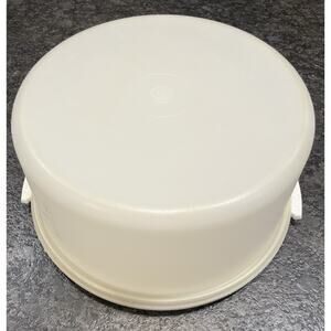 Vtg Tupperware Maxi Extra Tall Cake Carrier 1256-5 & 1257-4 White Speckled Base